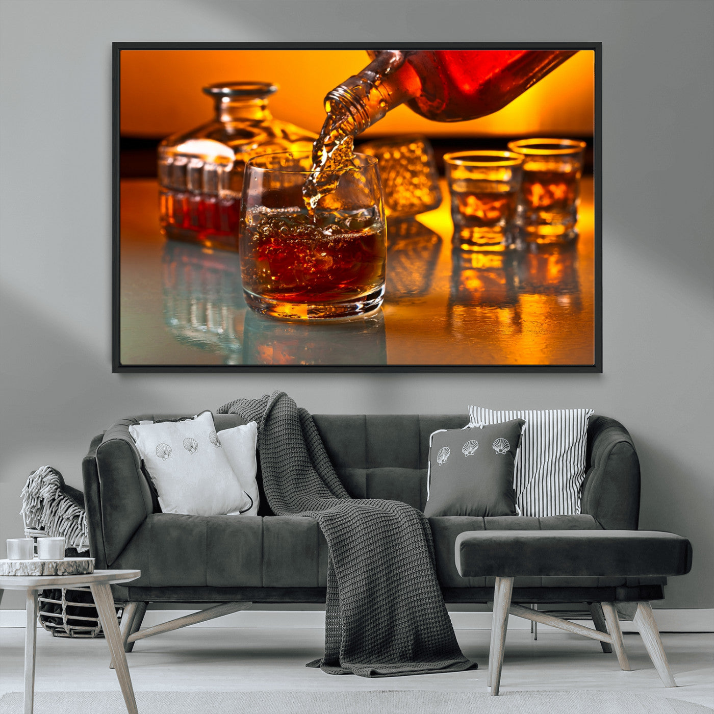 18250-MGV-CV-36X24-Whiskey Pour Wall Art – Captivating Whiskey Splash Canvas Print, Elegant Bar or Home Lounge Decor for Office, Man Cave or Living