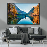 32962-MGV-CV-36X24-Mountain Lake Wall Art – Tranquil Autumn Landscape Canvas Print, Nature Reflection Decor for Living Room, Bedroom, Office or Cabin