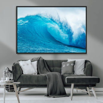 13117-MGV-CV-36X24-Ocean Wave Wall Art – Dynamic Blue Surf Canvas Print, Coastal Beach Decor for Living Room, Bathroom, Office, or Beach House