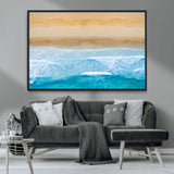 43046-MGV-CV-36X24-Aerial Beach Wall Art – Serene Ocean Waves & Sandy Shore Canvas Print, Coastal Home Decor for Living Room, Bedroom or Office