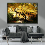 19067-MGV-CV-36X24-Golden Canopy Wall Art – Panoramic Autumn Tree Canvas Print, Warm Seasonal Decor for Living Room, Office or Garden Space