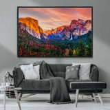 24519-MGV-CV-36X24-Yosemite Valley Sunset Wall Art – Majestic Mountain Landscape with Waterfall and Vibrant Sky, Nature Photography for Home or