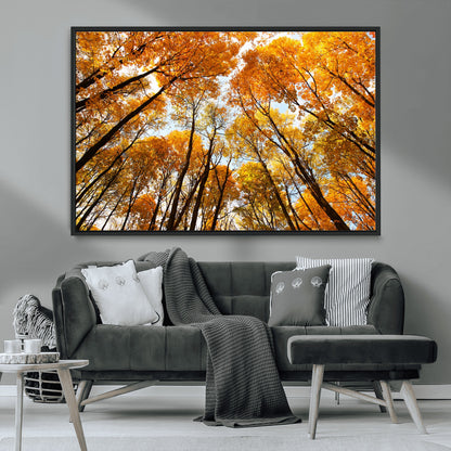 11823-MGV-CV-36X24-Golden Autumn Tree Canopy Wall Art – Stunning Fall Forest Leaves Print, Warm Seasonal Nature Decor for Home, Office or Cabin