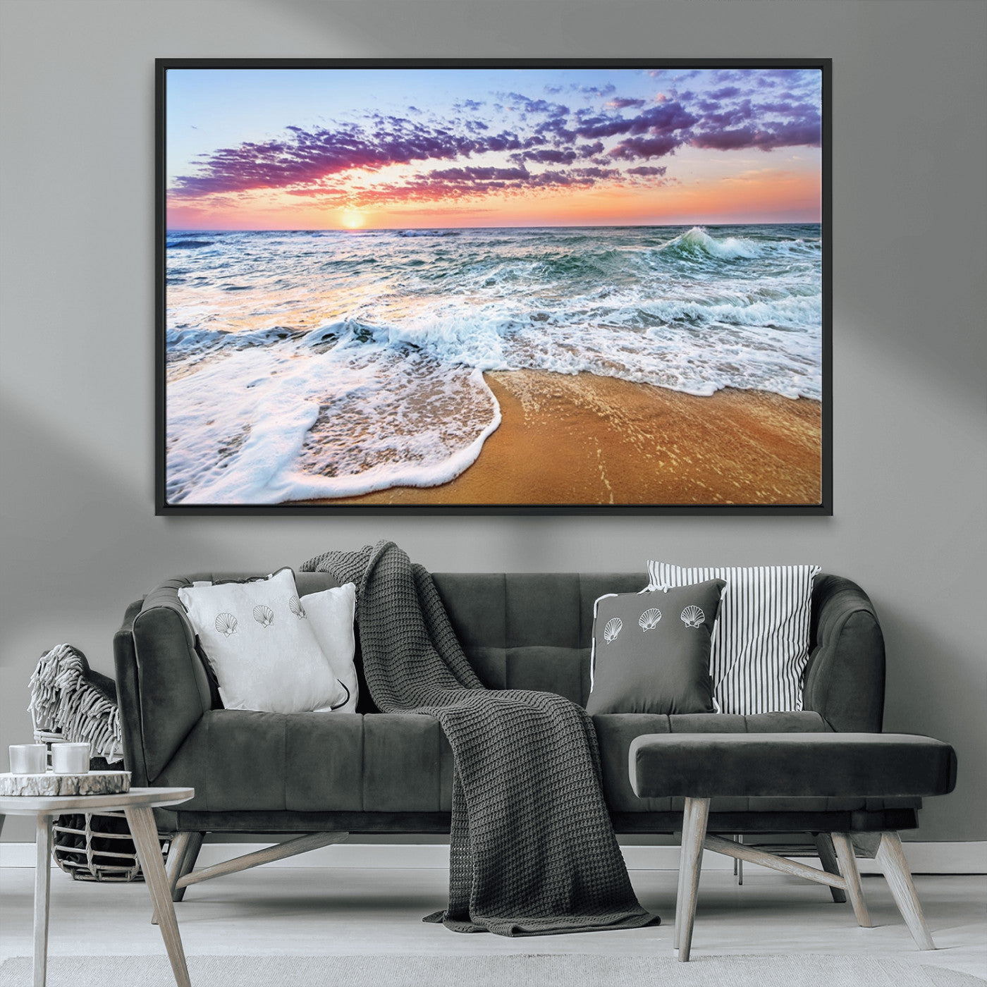 44120-MGV-CV-36X24-Ocean Sunset Wall Art – Beach Landscape Canvas Print, Serene Coastal Decor for Living Room, Office or Bedroom