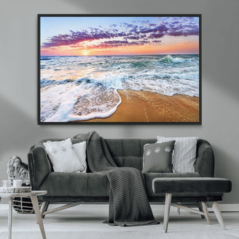 44120-MGV-CV-36X24-Ocean Sunset Wall Art – Beach Landscape Canvas Print, Serene Coastal Decor for Living Room, Office or Bedroom