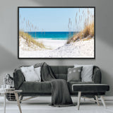 58498-MGV-FC-36X24_Black-White Sandy Beach Wall Art – Panoramic Coastal Canvas Print, Ocean View Decor for Living Room, Bedroom, Office, Relaxing Seaside