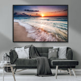 99906-MGV-FC-36X24_Black-Morning Tide Canvas Print – Soft Sunrise Ocean Waves Wall Art, Coastal Serenity Decor for Home & Office