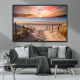 78111-MGV-FC-36X24_Black-Sunset Pathway Wall Art – Panoramic Coastal Canvas Print, Tranquil Beach Decor for Living Room, Office or Bedroom