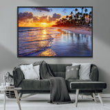 19917-MGV-FC-36X24_Black-Tropical Sunset Beach Wall Art – Panoramic Palm Trees and Ocean Canvas Print, Vibrant Coastal Decor for Living Room, Office or Man