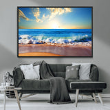 50522-MGV-FC-36X24_Black-Ocean Sunrise Wall Art – Peaceful Beach Waves and Golden Horizon Canvas Print, Coastal Seascape Decor for Home or Office