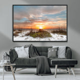 91064-MGV-FC-36X24_Black-Beach Sunset Wall Art – Coastal Sand Dunes and Ocean Horizon Canvas Print, Seaside Landscape Wall Decor for Living Room, Bedroom