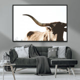 35866-MGV-CV-36X24-Texas Longhorn Wall Art – Rustic Western Bull Canvas Print, Farmhouse Animal Photography Decor for Living Room, Office, or Ranch