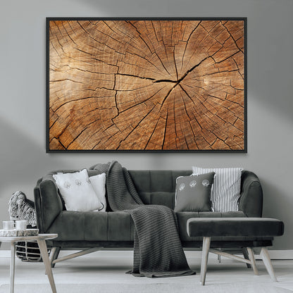 61710-MGV-FC-36X24_Black-Tree Rings Wall Art – Rustic Wood Grain Canvas Print of Tree Trunk Cross Section, Nature Inspired Decor for Cabin, Office, Living