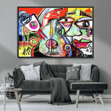 37796-MGV-FC-36X24_Black-Picasso Style Wall Art Canvas Print, Framed Picasso Art Picture Print, Picasso Cubism Perfect Modern Abstract Decor Artwork