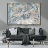 17631-MGV-FC-36X24_Black-Radiant Burst Wall Art – Abstract Sunburst Canvas Print in Blue and Gold, Modern Geometric Painting for Living Room, Office or