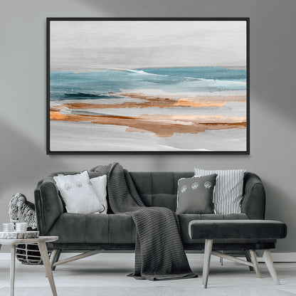 23430-MGV-FC-36X24_Black-Abstract Coastal Wall Art – Modern Ocean Horizon Canvas Print, Minimalist Beach Scene Painting for Bedroom, Living Room, Office or