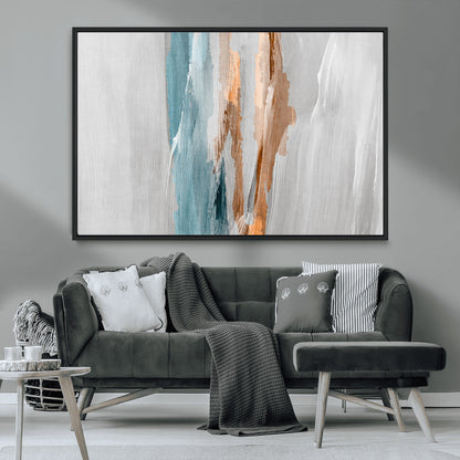 66154-MGV-FC-36X24_Black-Abstract Brushstroke Wall Art – Modern Teal and Gold Canvas Print, Minimalist Contemporary Painting for Living Room, Bedroom, or