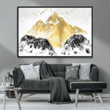 37733-MGV-FC-36X24_Black-Golden Mountain Wall Art – Modern Abstract Landscape Canvas Print with Birds, Luxury Nature Decor for Living Room, Bedroom, or