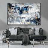 59716-MGV-FC-36X24_Black-Abstract Blue and Gold Wall Art – Modern Textured Canvas Print, Contemporary Painting for Living Room, Bedroom, or Office Decor