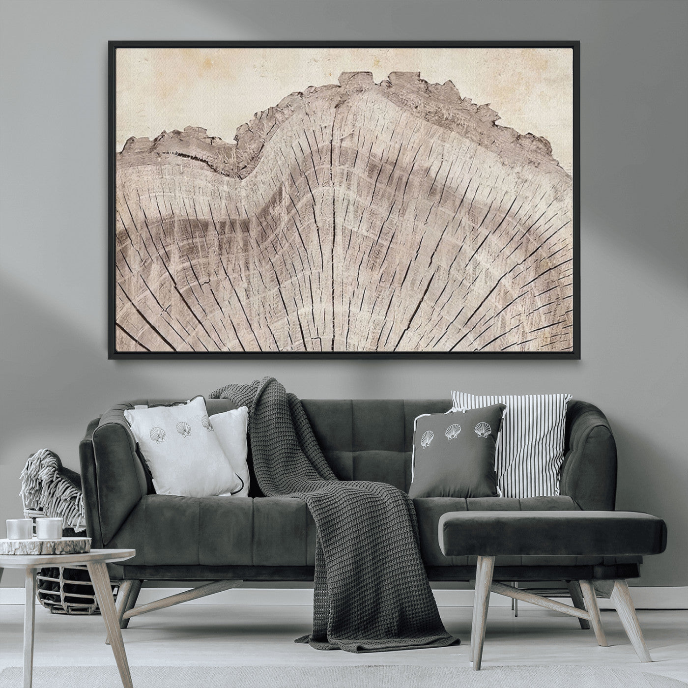 67528-MGV-CV-36X24-Wood Ring Wall Art Canvas Print, Framed Tree Ring Art Picture Print, Rustic Tree Ring Perfect Neutral Boho Decor Artwork