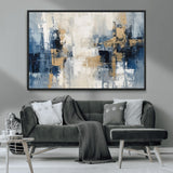 44344-MGV-CV-36X24-Abstract Blue and Gold Wall Art – Modern Hand Painted Canvas Print, Contemporary Textured Painting for Living Room, Bedroom or