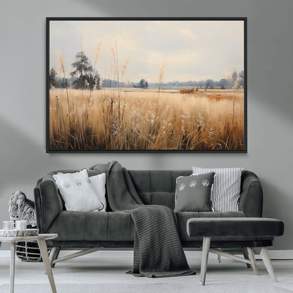38193-MGV-CV-36X24-Golden Meadow Wall Art – Serene Grassland Landscape Canvas Print, Rustic Nature Decor for Bedroom, Living Room or Farmhouse
