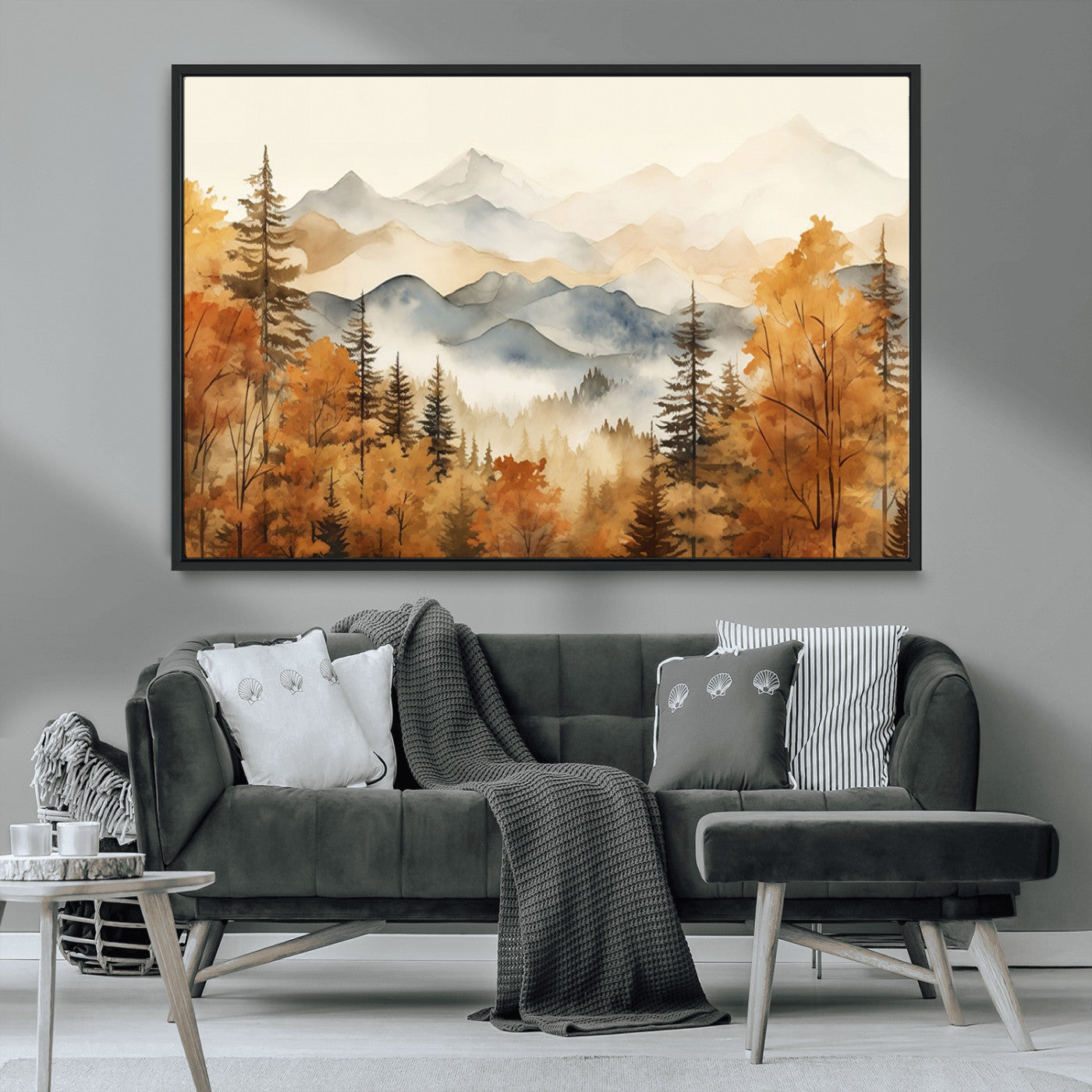 72950-MGV-CV-36X24-Autumn Mountain Forest Wall Art – Golden Fall Landscape Canvas Print, Nature-Inspired Home Decor for Living Room, Bedroom or