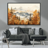 72950-MGV-CV-36X24-Autumn Mountain Forest Wall Art – Golden Fall Landscape Canvas Print, Nature-Inspired Home Decor for Living Room, Bedroom or