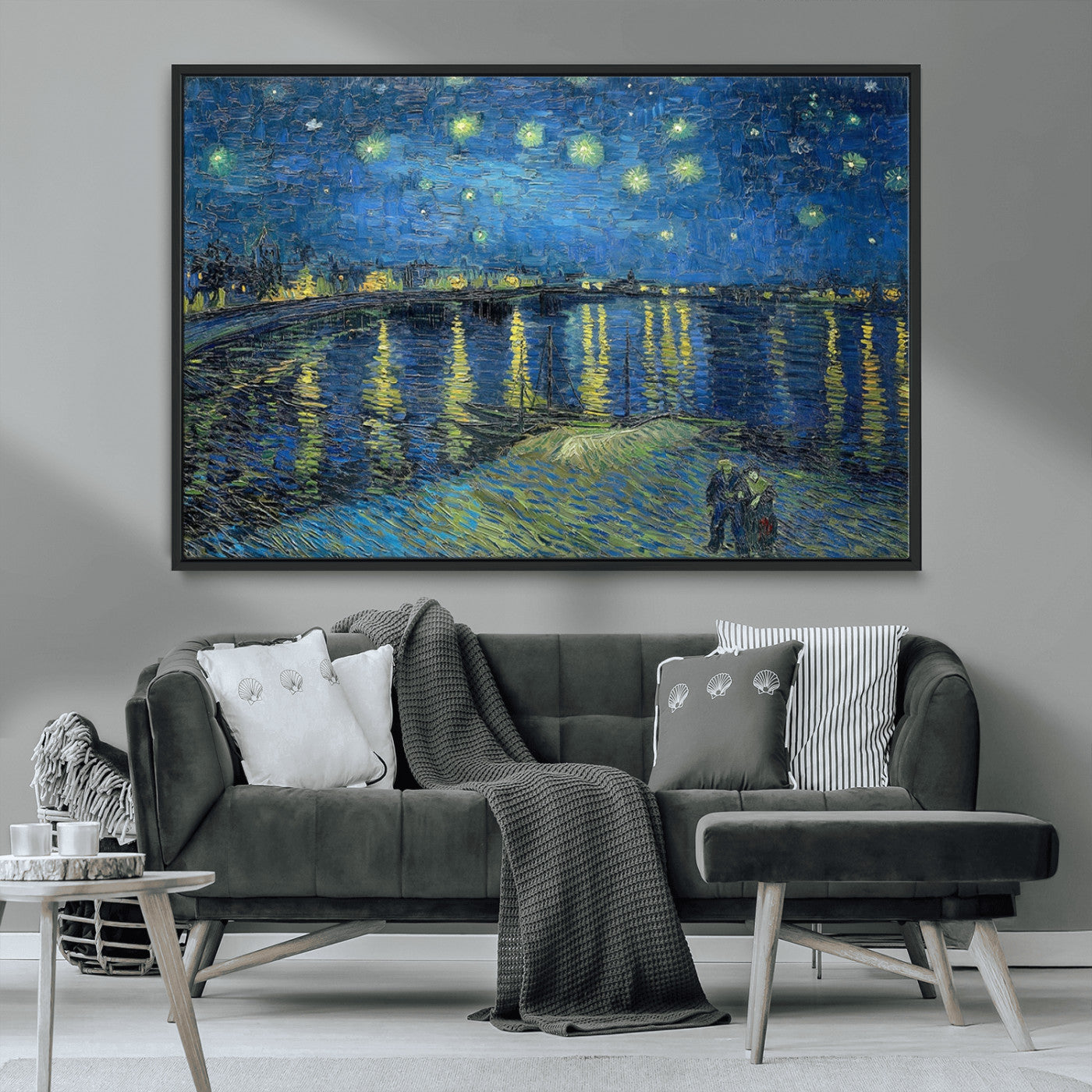 94605-MGV-CV-36X24-Starry Night Over the Rhone Wall Art – Vincent van Gogh Canvas Print, Famous Impressionist Painting for Living Room, Office