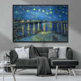 94605-MGV-CV-36X24-Starry Night Over the Rhone Wall Art – Vincent van Gogh Canvas Print, Famous Impressionist Painting for Living Room, Office