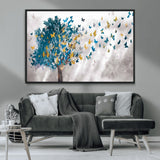 37564-MGV-CV-36X24-Butterfly Tree Wall Art – Modern Nature Canvas Print with Blue and Golden Butterflies, Elegant Decorative Painting for Living Room