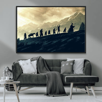 41574-MGV-CV-36X24-Fellowship Journey Wall Art – Epic Fantasy Adventure Canvas Print, Mountain Landscape Decor for Living Room, Office or Man Cave