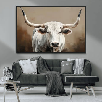 61423-MGV-CV-36X24-Longhorn Bull Wall Art – Rustic Western Texas Steer Canvas Print, Cowboy Farmhouse Decor for Living Room, Bedroom, Office or Ranch