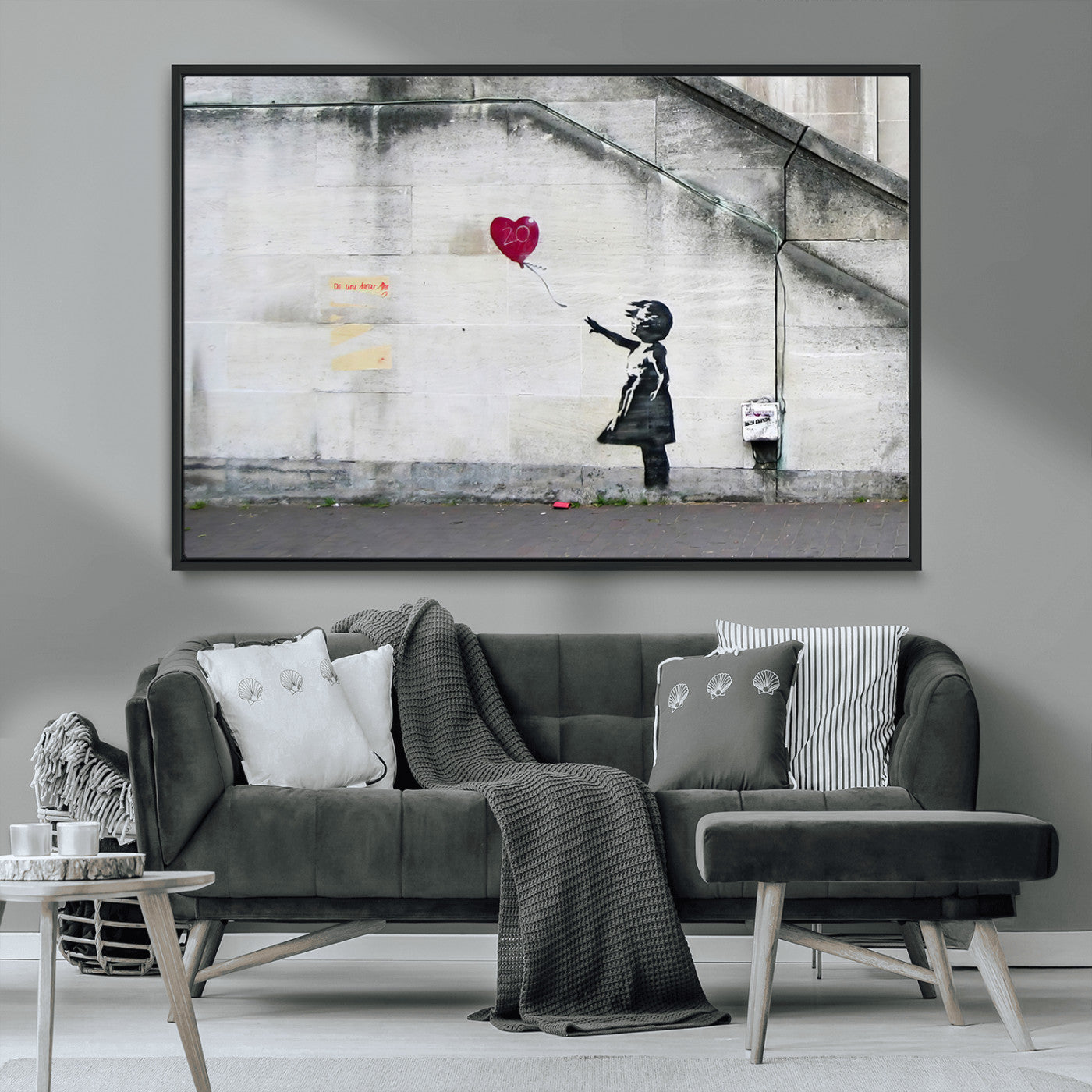 50559-MGV-CV-36X24-Banksy Girl with Balloon Wall Art – Famous Street Graffiti Canvas Print, Modern Urban Artwork for Living Room, Bedroom or Office