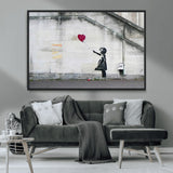 50559-MGV-CV-36X24-Banksy Girl with Balloon Wall Art – Famous Street Graffiti Canvas Print, Modern Urban Artwork for Living Room, Bedroom or Office