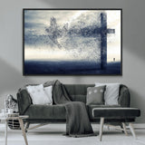 55718-MGV-CV-36X24-Surreal Cross Wall Art – Spiritual Faith Canvas Print, Abstract Christian Artwork with Modern Religious Symbol for Living Room,