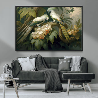 84047-MGV-CV-36X24-Tropical Birds Wall Art – Elegant Botanical Canvas Print, Exotic Nature Decor for Living Room, Bedroom or Office