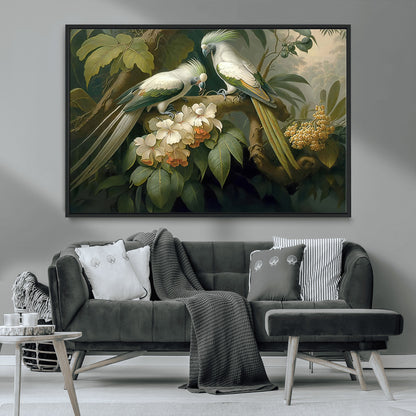 84047-MGV-CV-36X24-Tropical Birds Wall Art – Elegant Botanical Canvas Print, Exotic Nature Decor for Living Room, Bedroom or Office