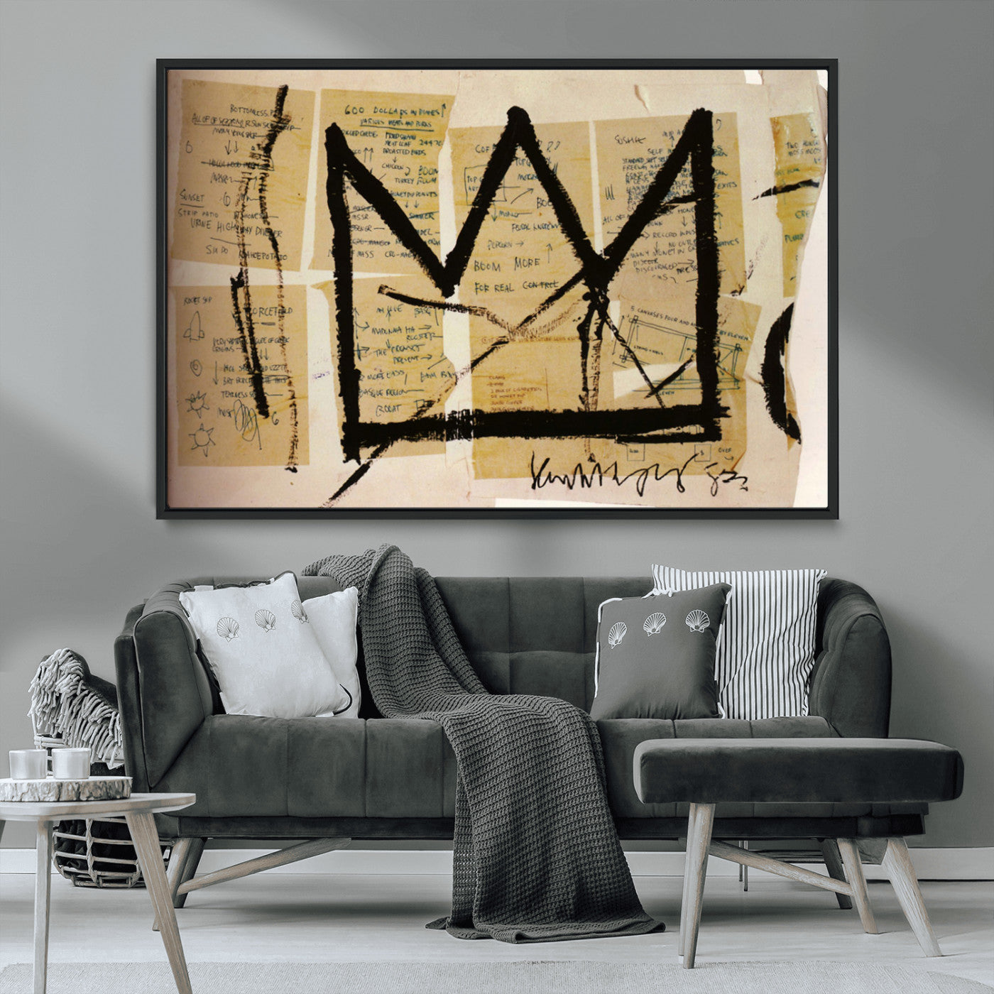 37215-MGV-CV-36X24-Abstract Crown Wall Art – Urban Graffiti Style Canvas Print Modern Street Art Design, Bold Contemporary Decor for Living Room,