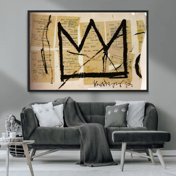 37215-MGV-CV-36X24-Abstract Crown Wall Art – Urban Graffiti Style Canvas Print Modern Street Art Design, Bold Contemporary Decor for Living Room,