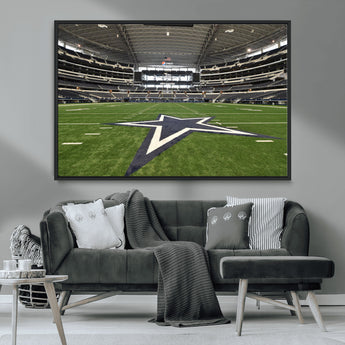 14834-MGV-FC-36X24_Black-Dallas Att Stadium Wall Art Canvas Print, Framed Texas NFL Stadium Art Picture Print, American Football Stadium Perfect Sports