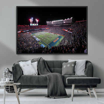 46899-MGV-FC-36X24_Black-Ben Hill Griffin Stadium Wall Art Canvas Print, Framed Football Stadium Art Picture Print, Florida Football Stadium Perfect Sport
