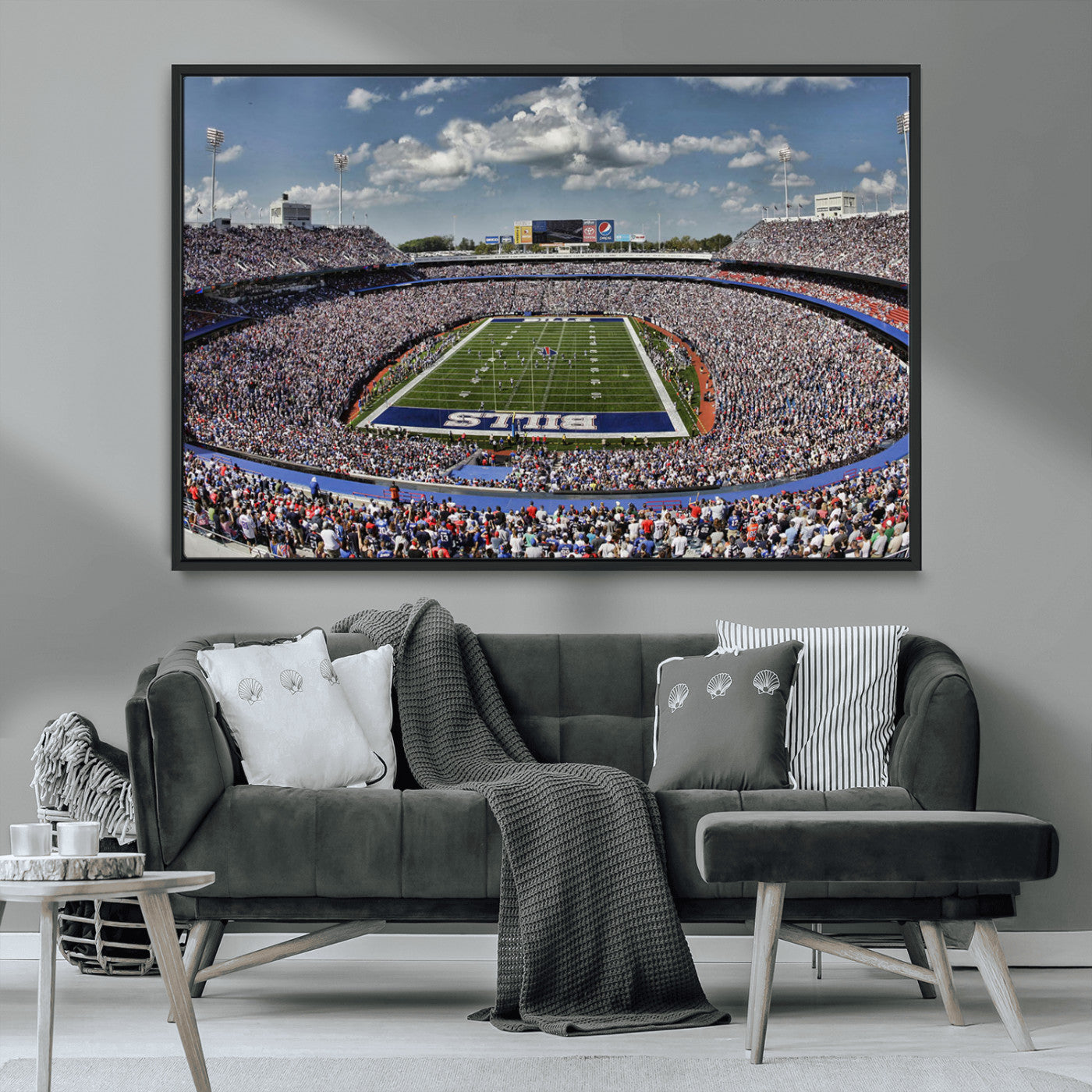 76491-MGV-FC-36X24_Black-Buffalo Bills Stadium Wall Art Canvas Print, Framed Bills Stadium Art Picture Print, Highmark Stadium Perfect Sport Room Decor