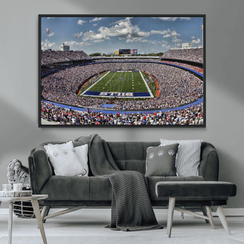 76491-MGV-FC-36X24_Black-Buffalo Bills Stadium Wall Art Canvas Print, Framed Bills Stadium Art Picture Print, Highmark Stadium Perfect Sport Room Decor