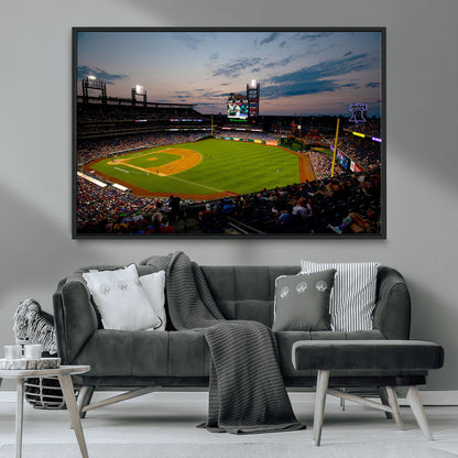 17415-MGV-FC-36X24_Black-Philadelphia Phillies Stadium Wall Art Canvas Print, Framed Citizens Bank Park Art Picture Print, Phillies Stadium Field Perfect