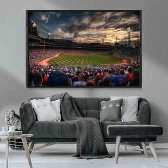 53432-MGV-CV-36X24-Fenway Park Stadium Wall Art Canvas Print, Framed Boston Baseball Stadium Art Picture Print, Massachusetts Fenway Park Perfect