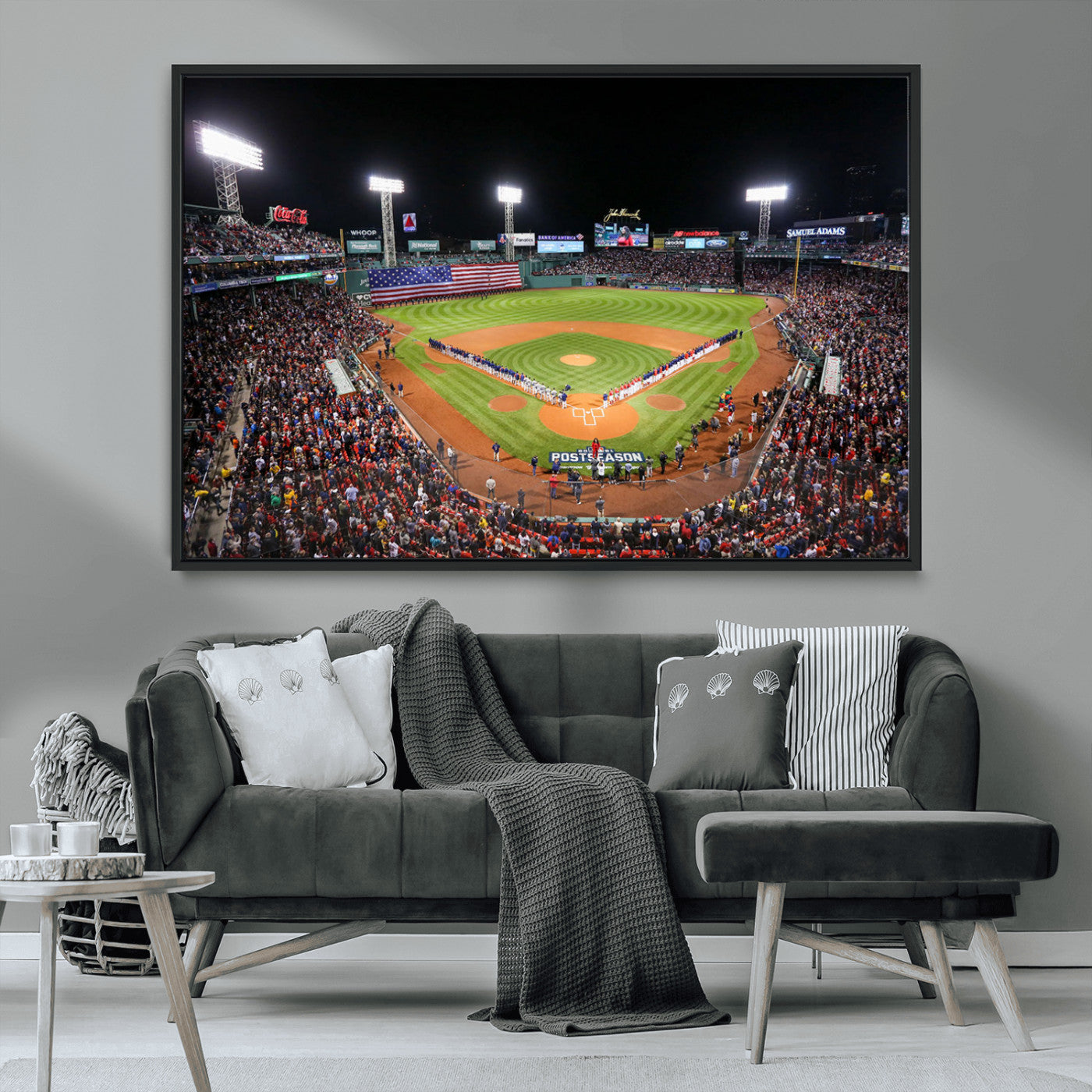 47365-MGV-CV-36X24-Fenway Park Stadium Wall Art Canvas Print, Framed Boston Baseball Stadium Art Picture Print, MLB Stadium Field Perfect Sport Room