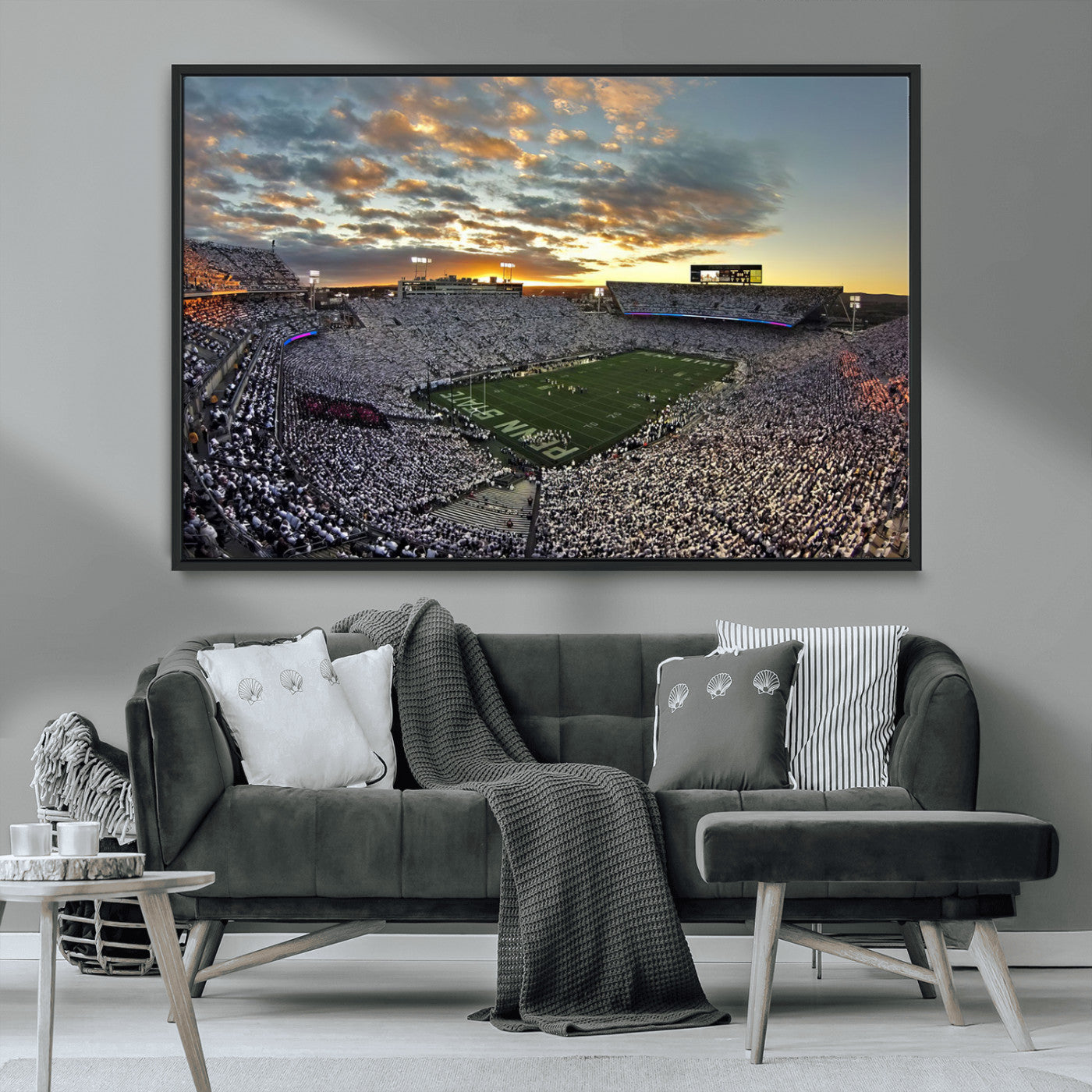 38807-MGV-CV-36X24-Beaver Stadium Wall Art Canvas Print, Framed Beaver Stadium Field Art Picture Print, Football Stadium Perfect Sport Room Decor
