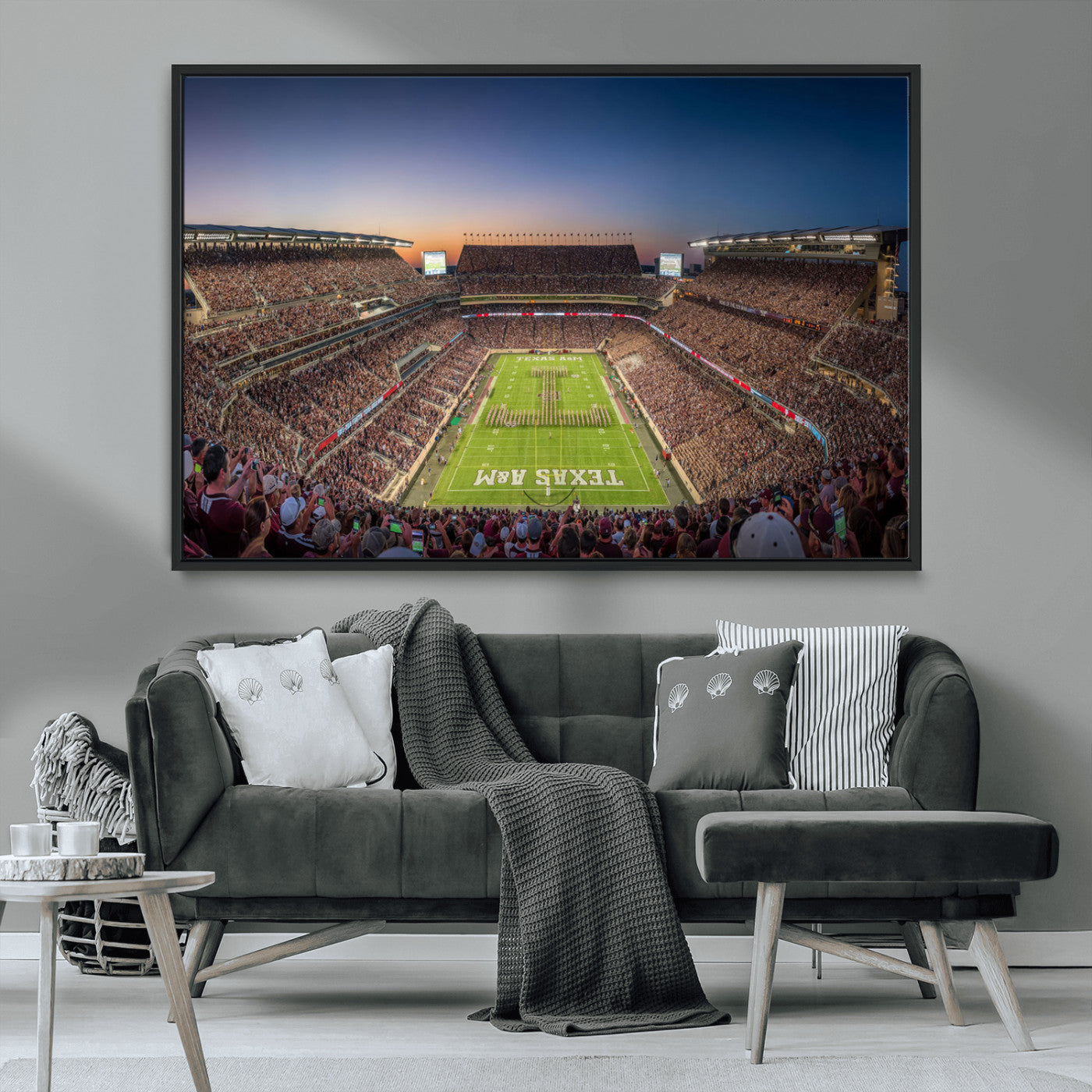 17421-MGV-FC-36X24_Black-Kyle Field Wall Art Canvas Print, Framed Texas Stadium Art Picture Print, Kyle Field Stadium Perfect Sport Room Decor Artwork