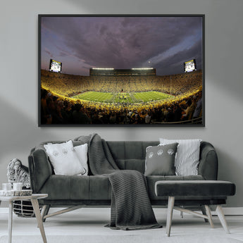 72404-MGV-FC-36X24_Black-Michigan Wolverine Stadium Wall Art Canvas Print, Framed Michigan Stadium Art Picture Print, Football Stadium Perfect Sport Room